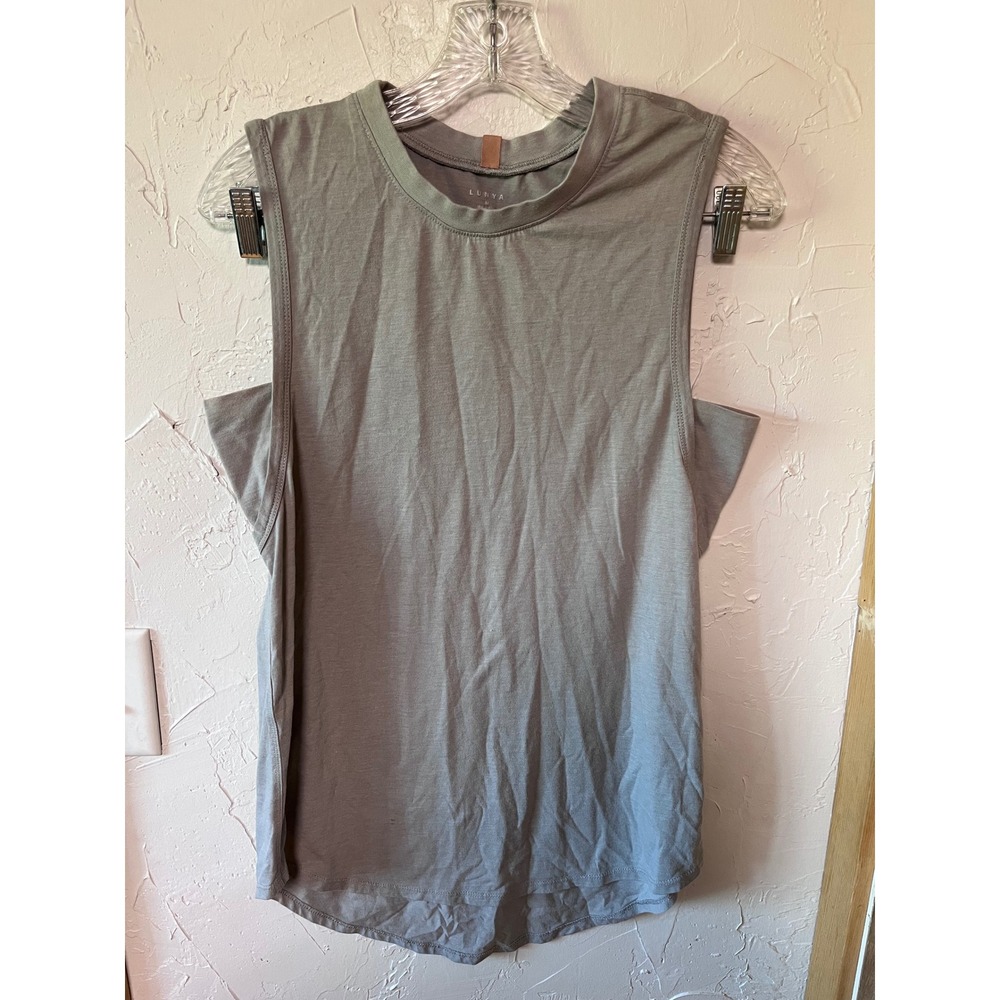 Lunya Pima Cotton Muscle Tee Sage Green Grey Sleeveless Loungewear Tank Size M